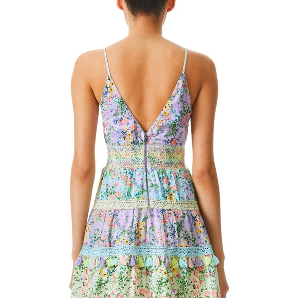 Alice + Olivia Karolina Smocked Waist Floral Tie Front Maxi Dress - Picture 5 of 16